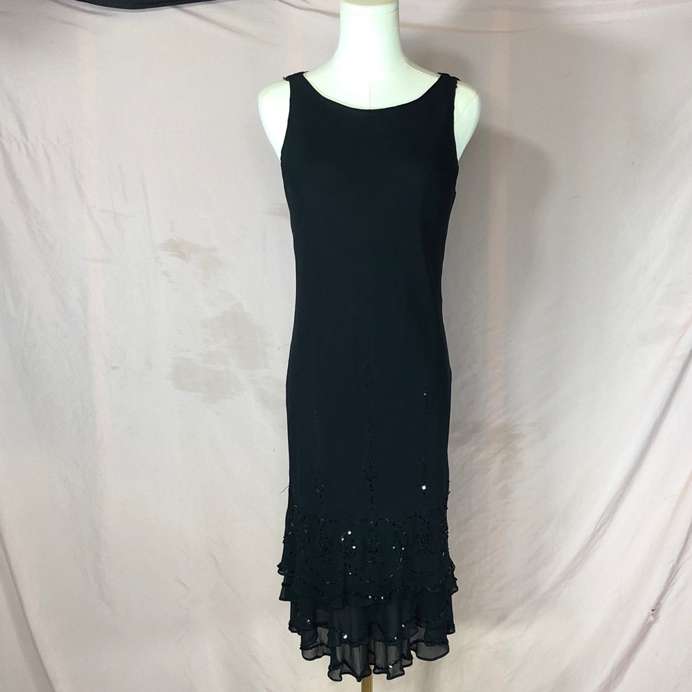 Prom Silk Sleeveless Tiered Hem Evening Dress Size 8 Medium